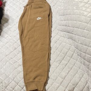 Nike Brown Fleece Joggers with White Logo